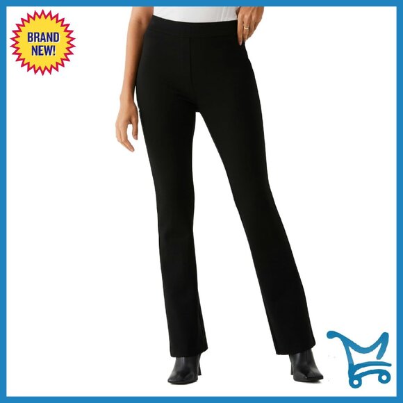 Pull-On Ponte Knit Bootcut Dress Pants with Slimming Panel